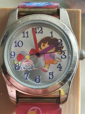 🦋10/$20🦋 Vtg Nelsonic Dora The Explorer Silver/Pink Resin Girl's Watch